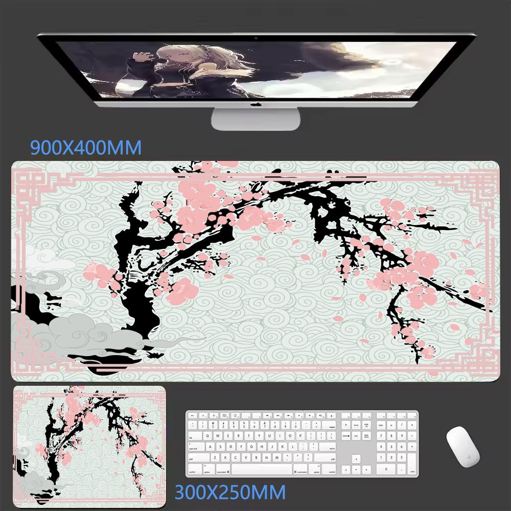 Plum BlossomCloud Extended Gaming MousePad Minimalist Oriental DeskMat NonSlip Keyboard Pad keyboard pad NonSlip