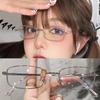 Harajuku Metal Square Frame Glasses Y2K Women's Retro Small Glasses Girls Japanese Glass Eyewear Decorative Anti-blue Eyeglasses