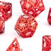 7 Pcs White Red Rotary Windmill Metal Dice Hollow Metal Polyhedral Dice Set Suitable for Role-Playing RPG  Board Game Card Game
