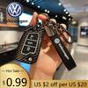 Чехол-брелок для ключа автомобиля VOLKSWAGEN VW Для VW Volkswagen Golf 7 MK7 Tiguan MK2 T-roc T-cross Skoda Octavia Kodiaq Karoq Seat Ateca