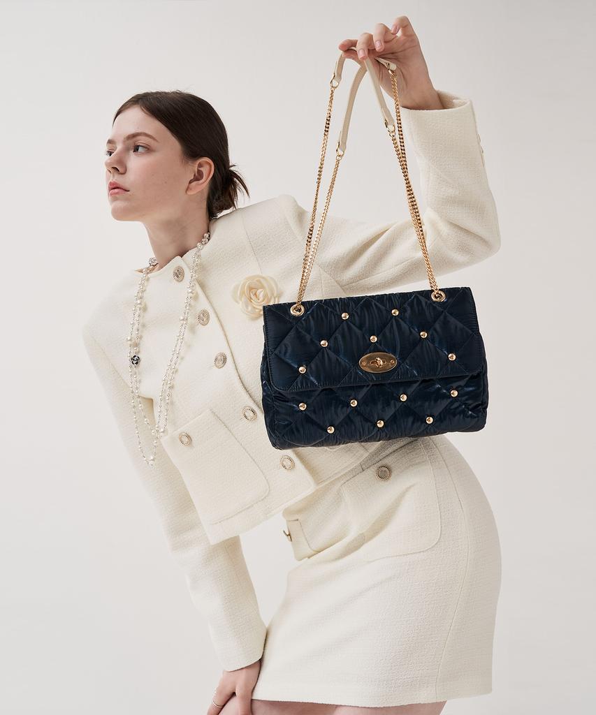 Jina In Ny Ladylike Chain Shoulder Bag [Navy Quilting]