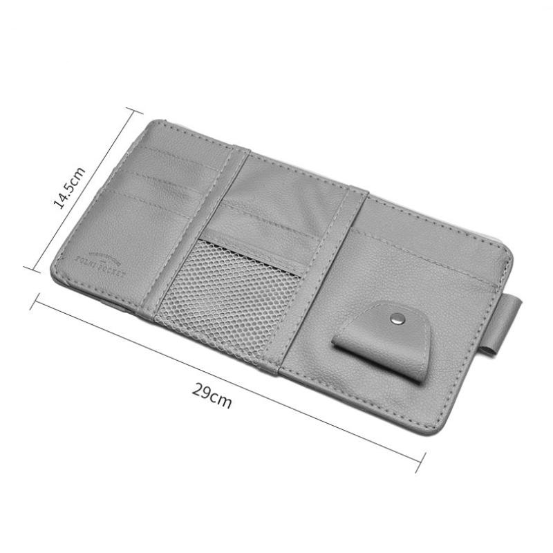 Car Glasses Storage PU Leather Multi-Function Sun Visor Point Organizer Storage Pocket Auto Sunglasses Holder Cards Organizer
