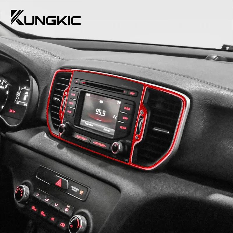For Kia Sportage 2017 2018 2019 LHD RHD Real Soft Carbon Fiber Sticker Car Central Center AC Outlet Interior Trim Accessories.