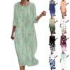 Women's Fashionable Printed Round Neck Seven Quarter Sleeve Loose Dress