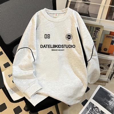 Свитшот большого размера свободного кроя для женщин из новой осенней коллекции, с двухцветным дизайном и открытыми линиями, повседневный модный топ