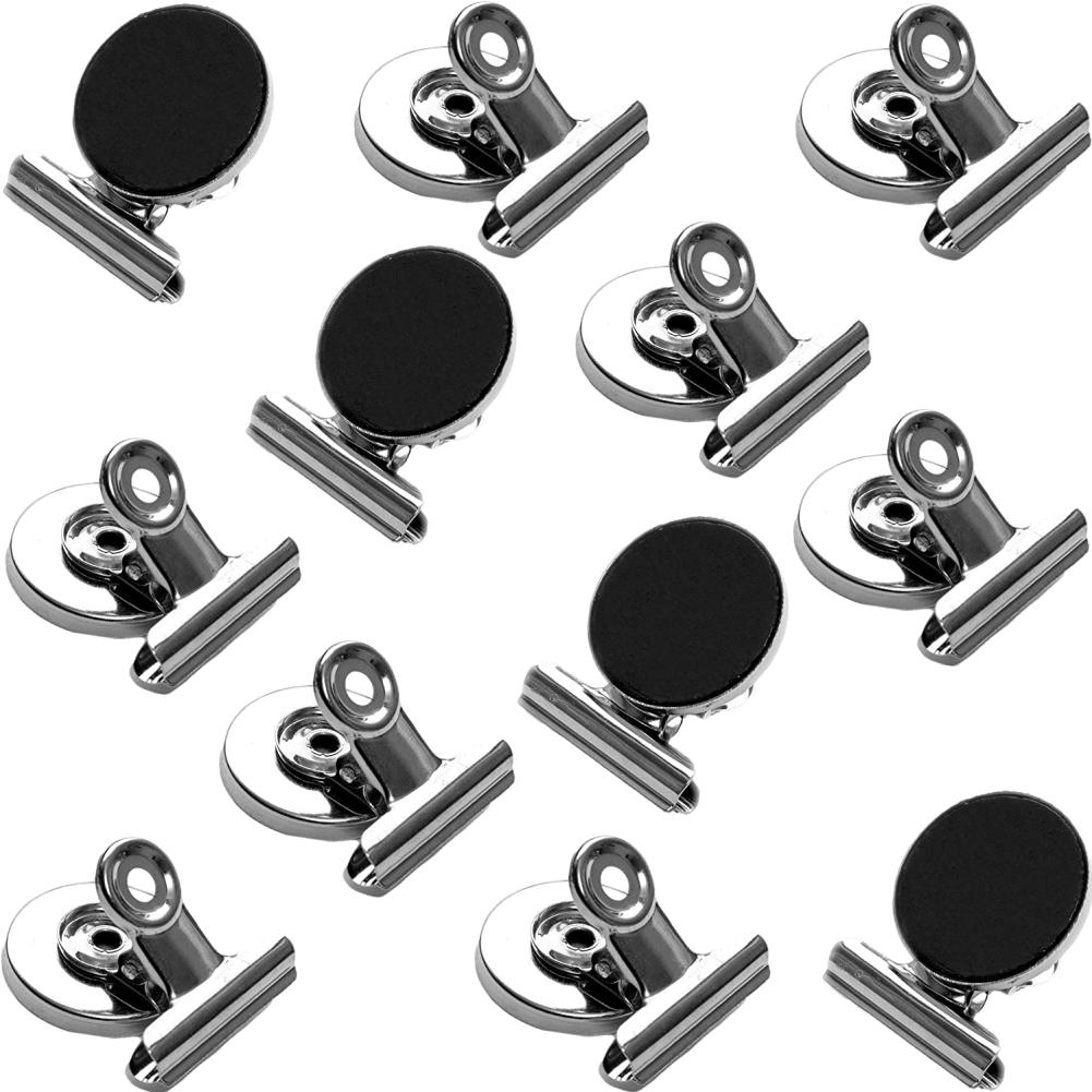 12PCS Stainless Steel Magnet Clips Scratch Free Refrigerator Safety Clip for Kitchen Office Organizing Decorating Fridge