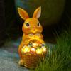 Solar Garden LED Light Statues Rabbit Flowers Decoration Outdoor Indoor Mothers Day Gardening Gifts Bunny Lawn Statue Ornament