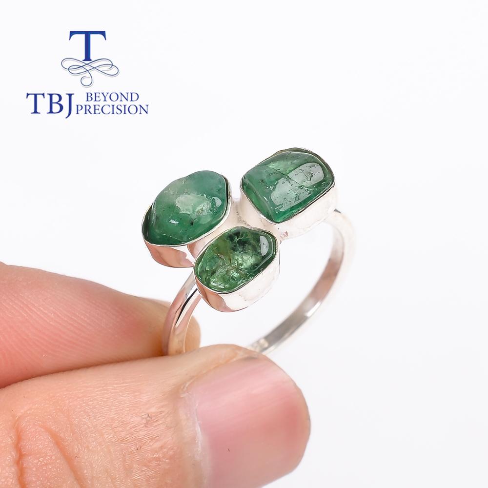 Уникальное кольцо ручной работы с натуральным изумрудом, простой дизайн, грубый драгоценный камень, женское ювелирное изделие из чистого серебра 925 пробы
