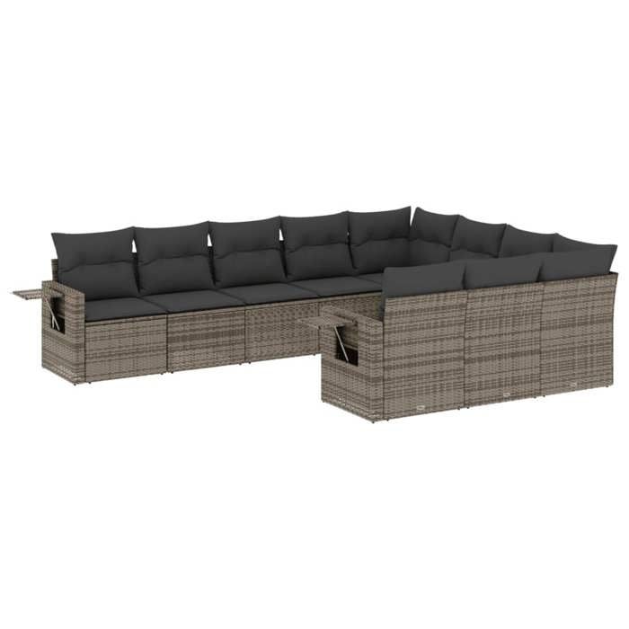 VidaXL Salon de Jardin avec Coussins 10 pcs, Canapés de Terrasse, Ensemble de Meubles de Patio, Mobilier d'Extérieur, Gris 3253027