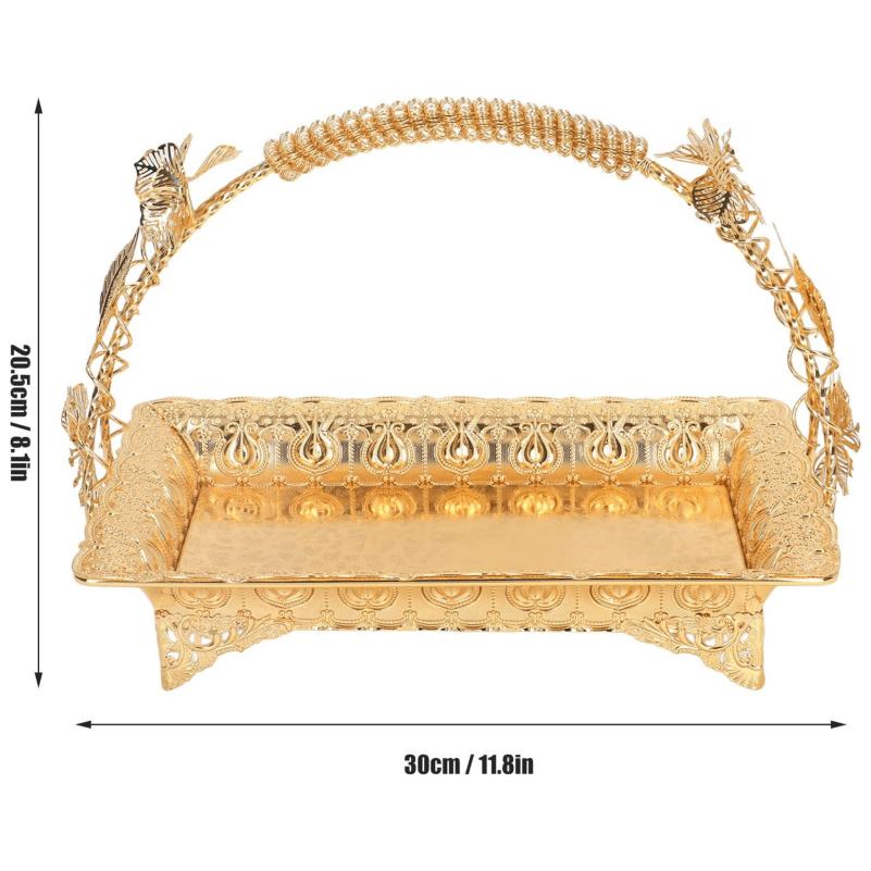 Fruit Snack Basket European Classic Style Gold Silver Metal Single Layer Multipurpose for Living Room Gift Idea