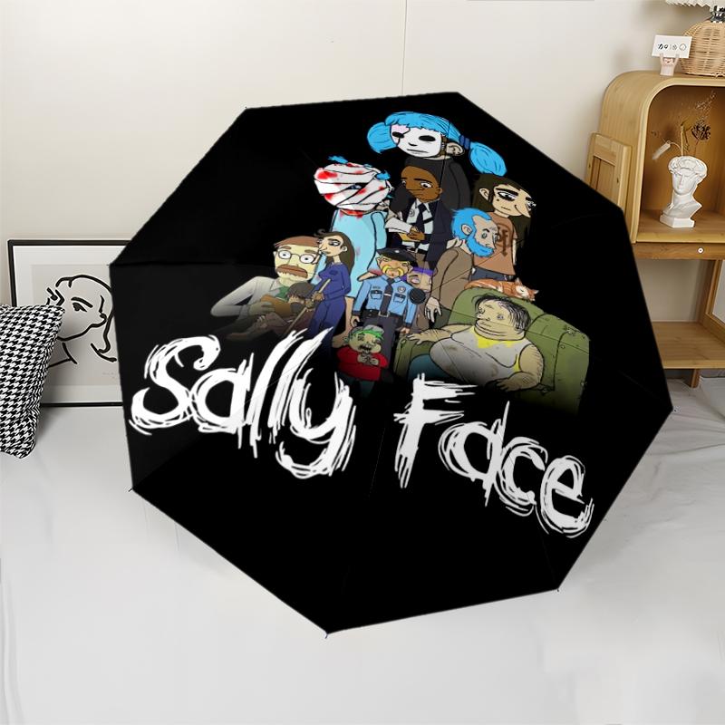 Автоматический зонт в стиле Sally Face, легкий и портативный, 8 спиц, идеально подходит для путешествий на свежем воздухе, на дни рождения, Рождество, в качестве подарков.