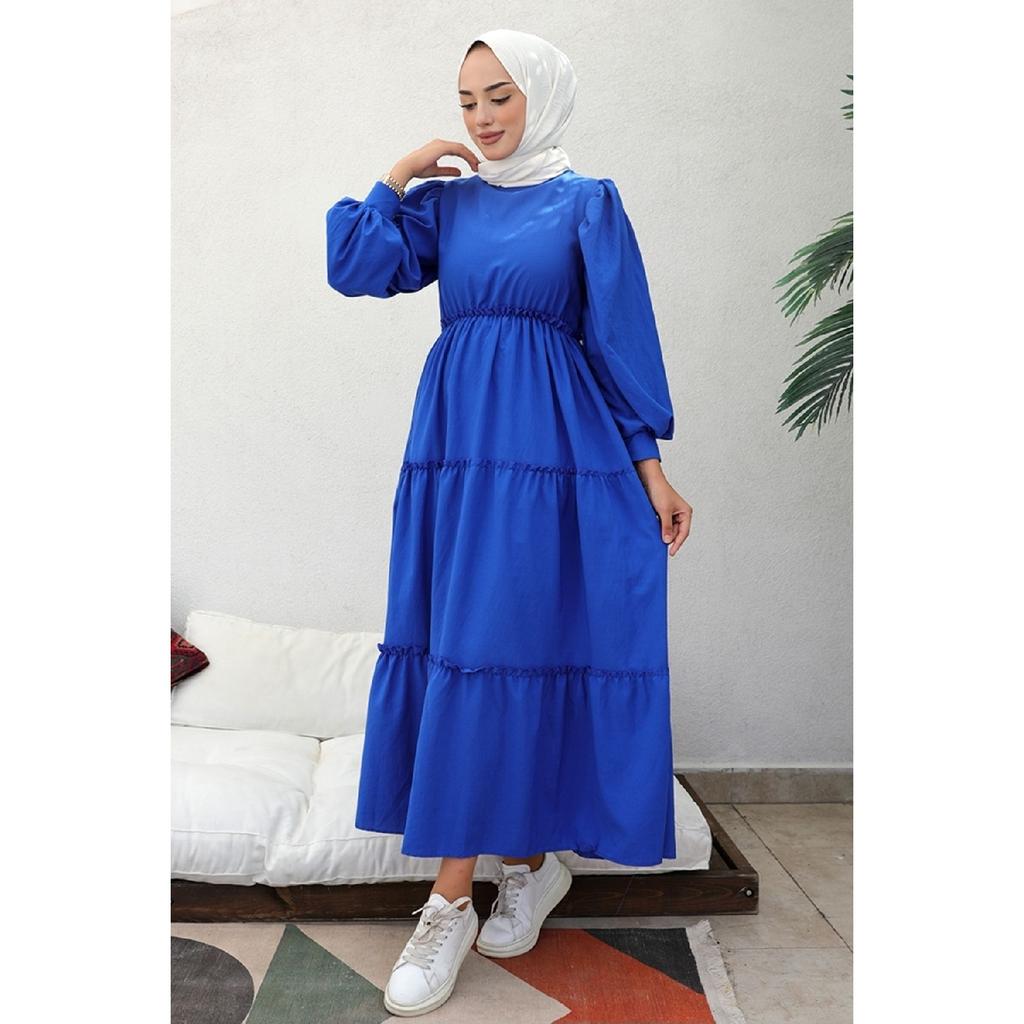 Benay Floor Detail Hijab Dress 1102- Black