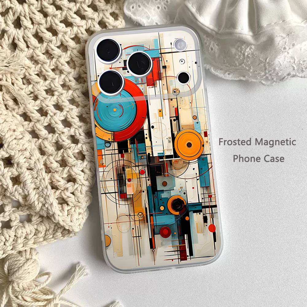 Abstract Piet Mondrian Frosted Clear Magnetic Case for iPhone 17,16,15,14,13,12,11 Pro,Max,Plus,Mini,Air,E