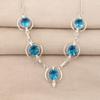 Swiss Blue Topaz Gemstone Silver Necklace, 925 Sterling Silver Topaz Necklace, Blue Topaz Handmade Women Necklace RN-2-4