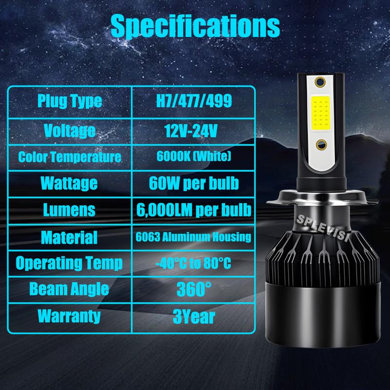 3-year warranty LED High Low Beam Efficient Heat Dissipation 60,000-Hour Lifespan For Kia Ceed 2018