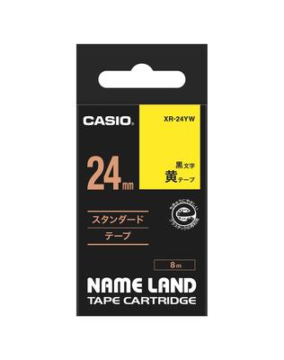 Оригинальная лента для принтера этикеток Casio Nameland 24 мм, черные буквы на желтом фоне XR-24YW