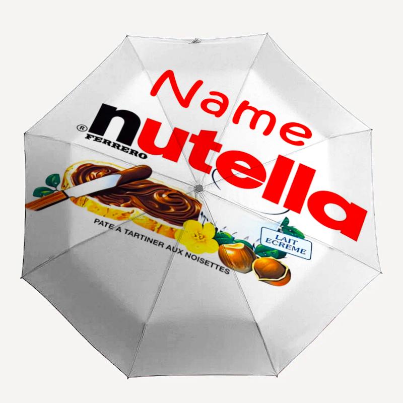Автоматический зонт с индивидуальным именем, тематика Nutella, легкий и портативный, 8 спиц, идеально подходит для путешествий на свежем воздухе, дней рождения, Рождества, подарков.