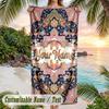Elegant Persian Carpet 3 Theme Quick Dry Beach Towel Custom Name Text Print Large Sand Resistant Towel Beach Vacation