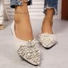 Весна новая остроносая на плоской подошве ретро жемчуг стразы одинарная обувь обувь больших размеров 36-43