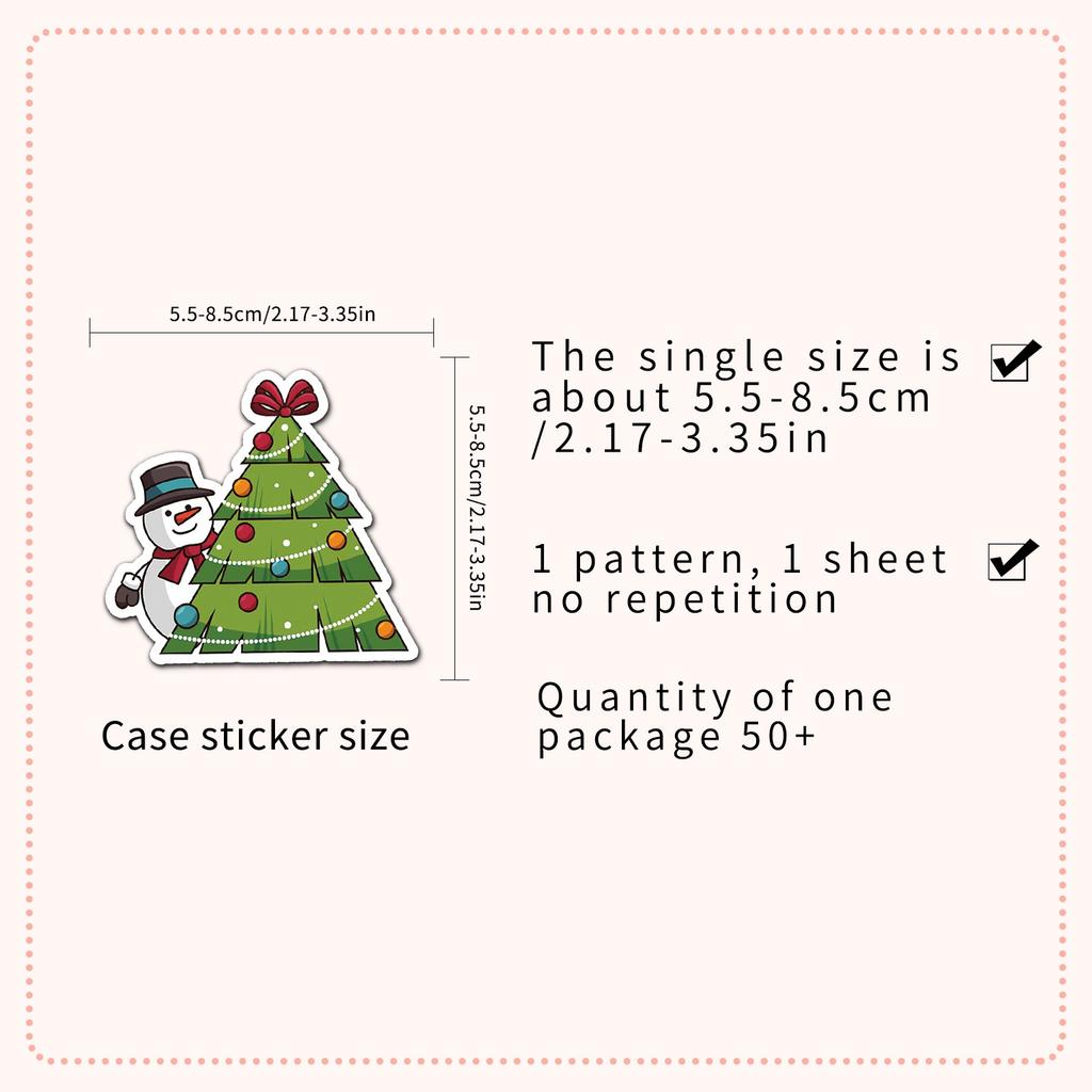 50 Pieces Christmas Stickers Cartoon Holiday Notebook DIY Skateboard Mobile Phone Case Luggage Stickers Waterproofs