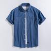 Men Summer High Quality Pockets Shirt Men Clothing Men's Denim Shirts Short Sleeve Cotton Slim Cotton Jeans Denim Shirts