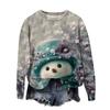 Women's Fashion Printed Long Sleeve Loose Round Neck Sweatshirt Top Fall