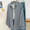 Spring and Autumn New Casual Style Long Sleeve Plaid Shirt Korean Lazy Sense Simple Design Fashion Commuter Versatile Shirt