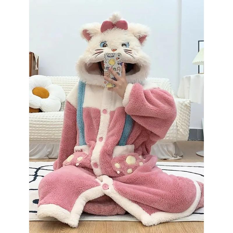 Adult Mary Cat Cosplay Costume Robe Onesie Anime Pajamas Halloween Cartoon Pajamas