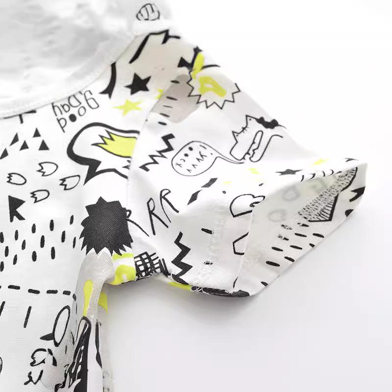 Summer European and American style children's T-shirt round neck printed short-sleeved boy's bottoming shirt
