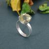 925 Sterling Silver Ring Solid Stone Ring Octogon Cut Natural Lemon Quartz Gemstone 4.1 Gms