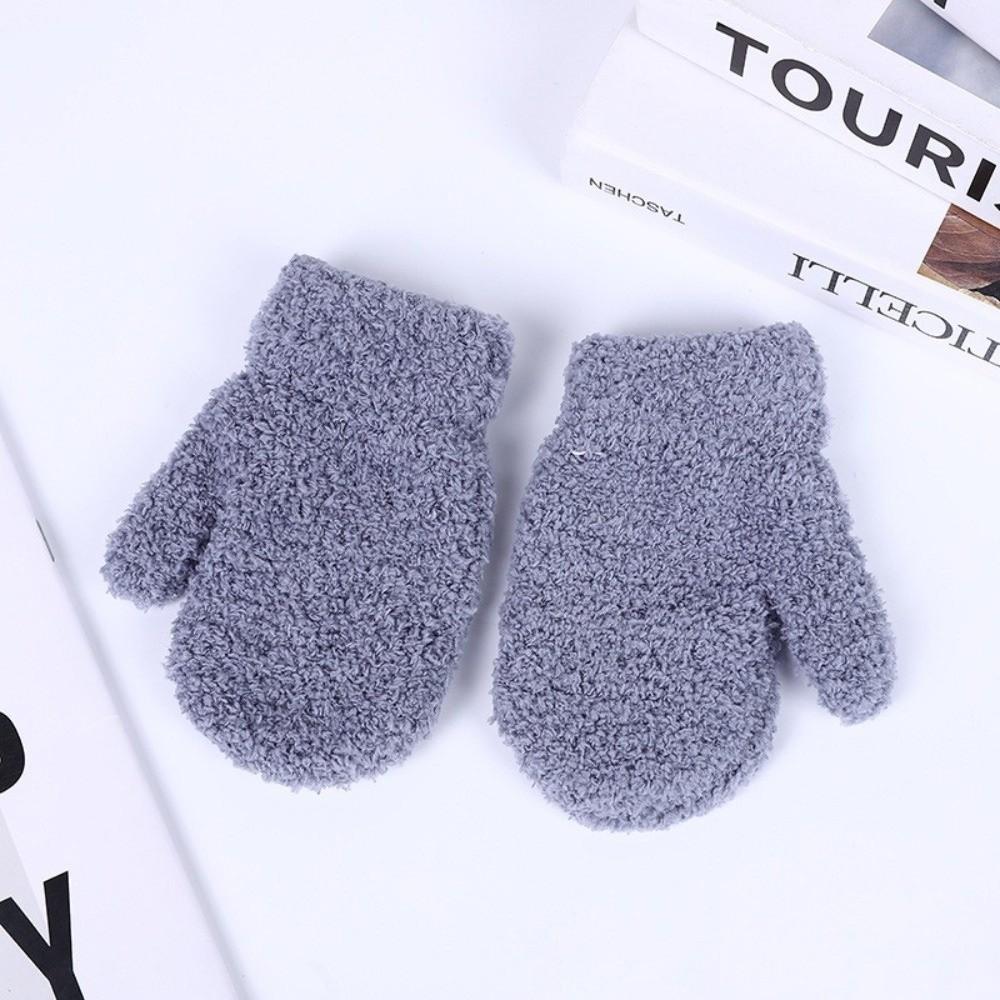 Solid Color Skiing Mittens Windproof Short Gloves New Kids Warm Gloves Autumn and Winter