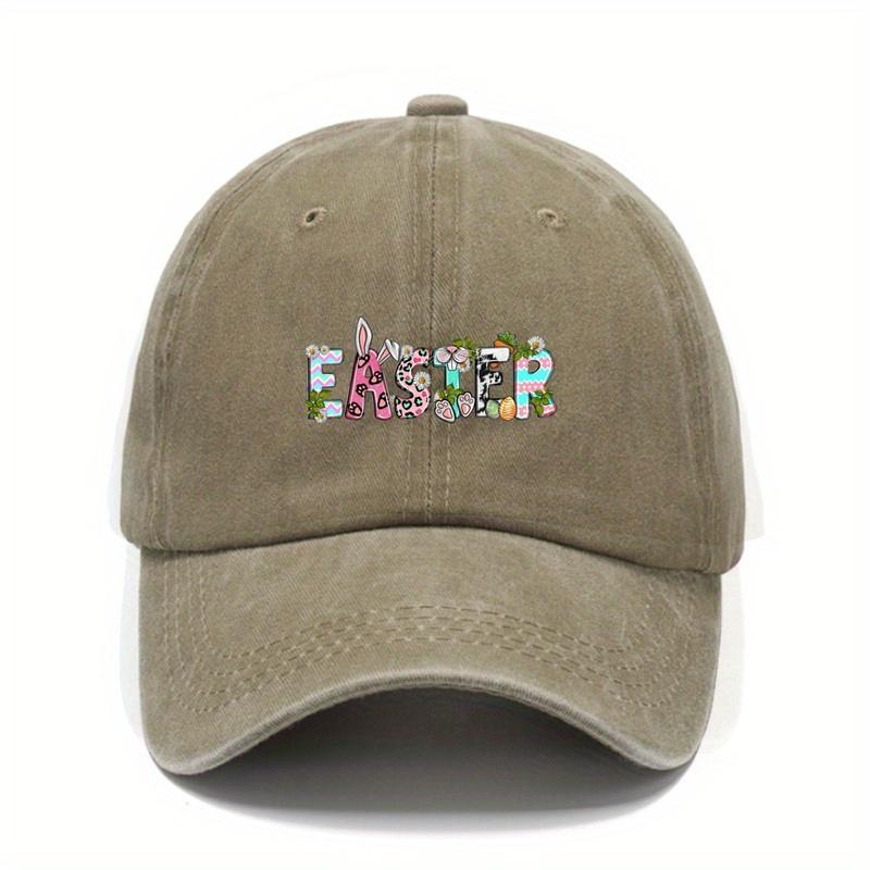 Easter Bunny Pattern Baseball Cap Unisex Casual Adjustable Cotton Blend Summer Sun Protective Outdoor Hat