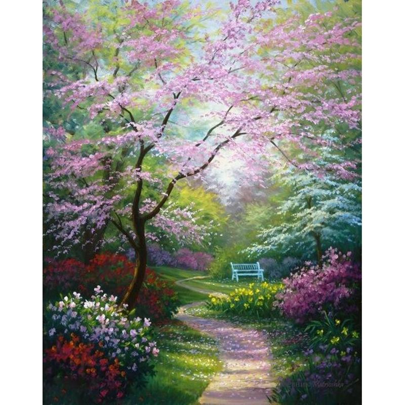DIY Tree Creek 5D Diamond Painting Full Round Drill Scenic Diamond Embroidery Cross Stitch Mosaic Kits Wall Art Home Decor