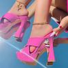 Summer Peep Toe Super High Heels Sexy Slippers Women Platform Sandals Fashion Green Narrow Band Gladiator Slide Shoes