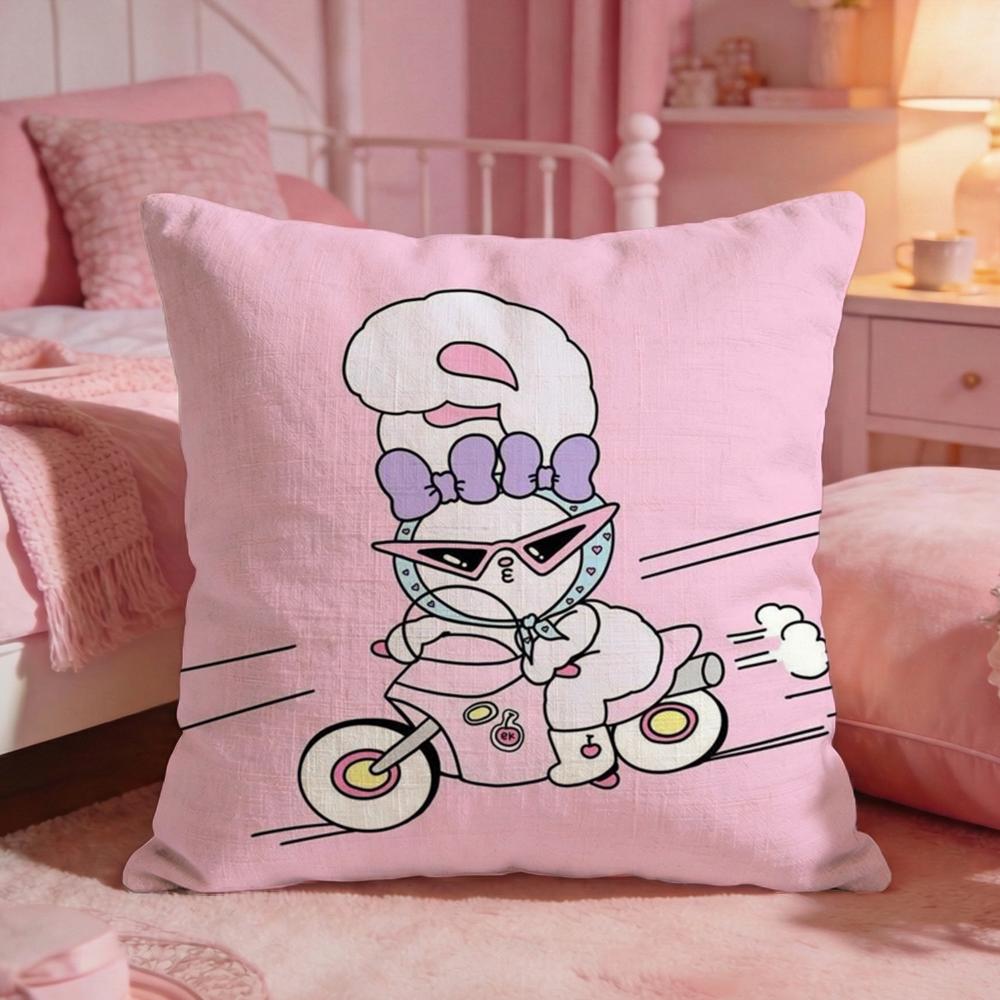 Cute EEsther Bunny Pink Cushion Cover Premium Comfort Reversible Pillow Cove Two in One Design for Any Room  Car Interior