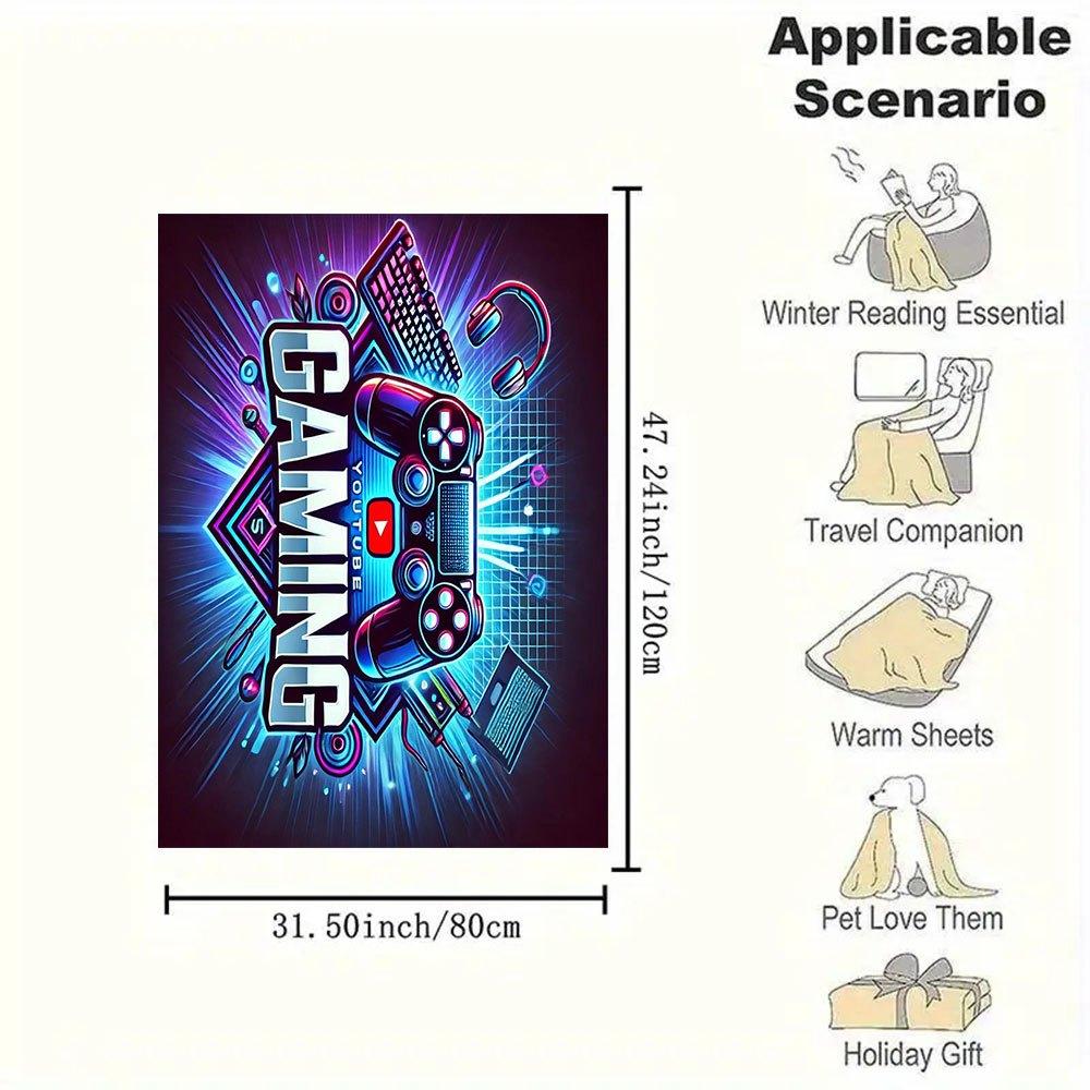 "Neon Gaming Controller Wall Art Decor"Blanket Flannel Throw Blanket for Sofa, Bed, Travel, Camping, Office, Couch, Chair, And Bed Gift for