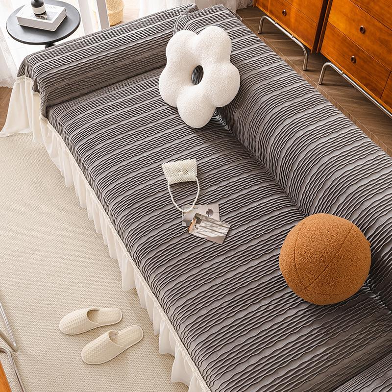 Чехол для дивана в кремовом стиле, новый всеобъемлющий чехол, всесезонное противоскользящее кружевное одеяло, подушка, полотенце для дивана