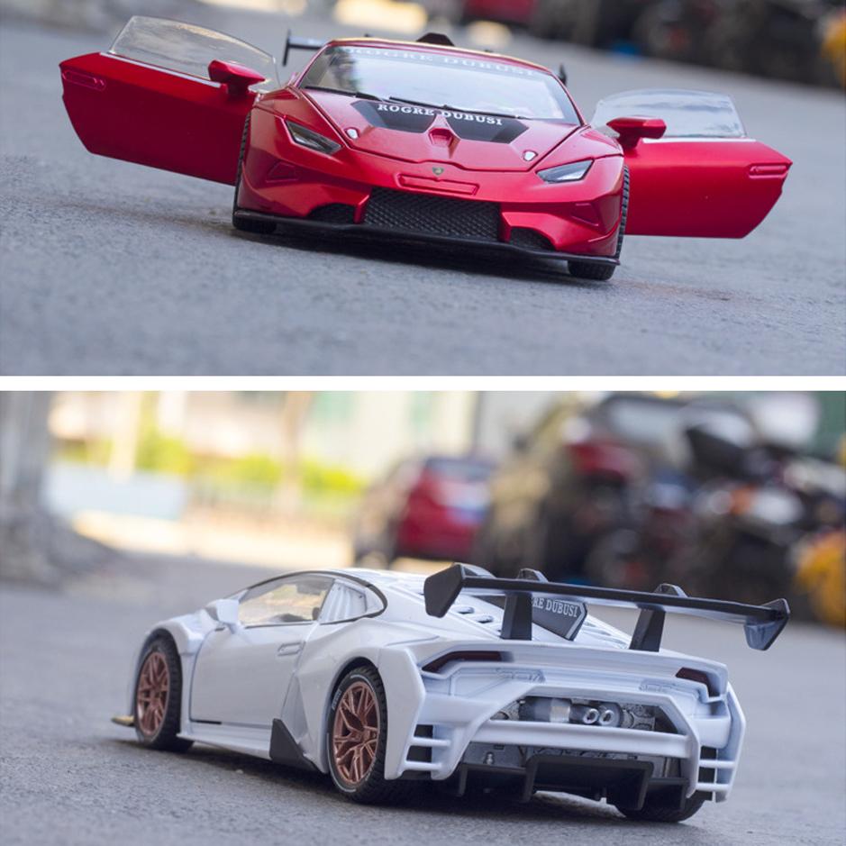 Масштаб 1/32 HURACAN ST EVO, литая под давлением модель автомобиля, игрушечный автомобиль с откатным механизмом, звуком и светом для детей, коллекция подарков для мальчиков и девочек