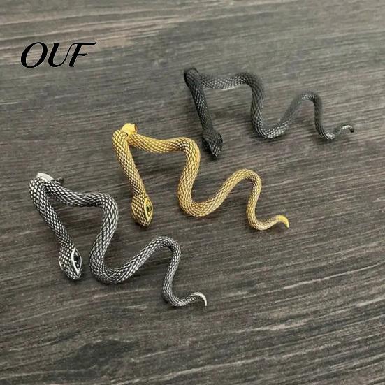 Fashionable Metal Alloy Earrings 1 Pair Vintage Gothic Snake Earrings, Retro Punk Front Back Silver Serpent Ear Jewelry Stud Halloween Animal