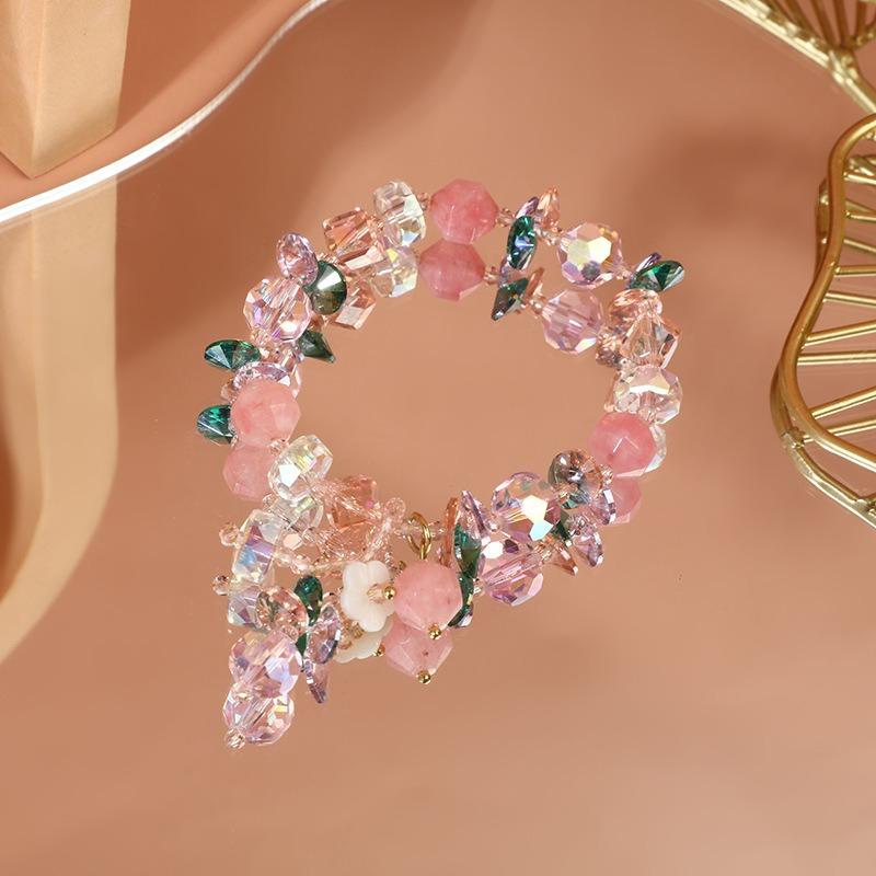 Handmade Pastoral Fresh Sweet Crystal Bracelet For Young Women