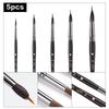 5Pcs Watercolor Brushes Set, Black Wood Handle Oil Painting Detail Brushes, Fine Tip Paint Pens for Nail Art