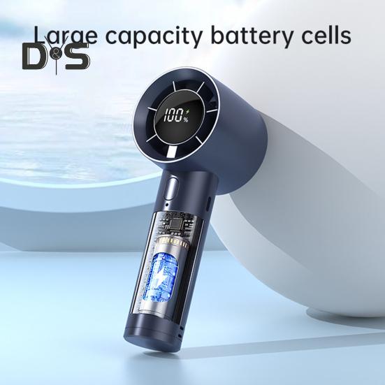 Ручной вентилятор с цифровым дисплеем на базе, 100-скоростной регулятор, мощный воздушный поток, низкий уровень шума, перезаряжаемый портативный персональный охлаждающий вентилятор