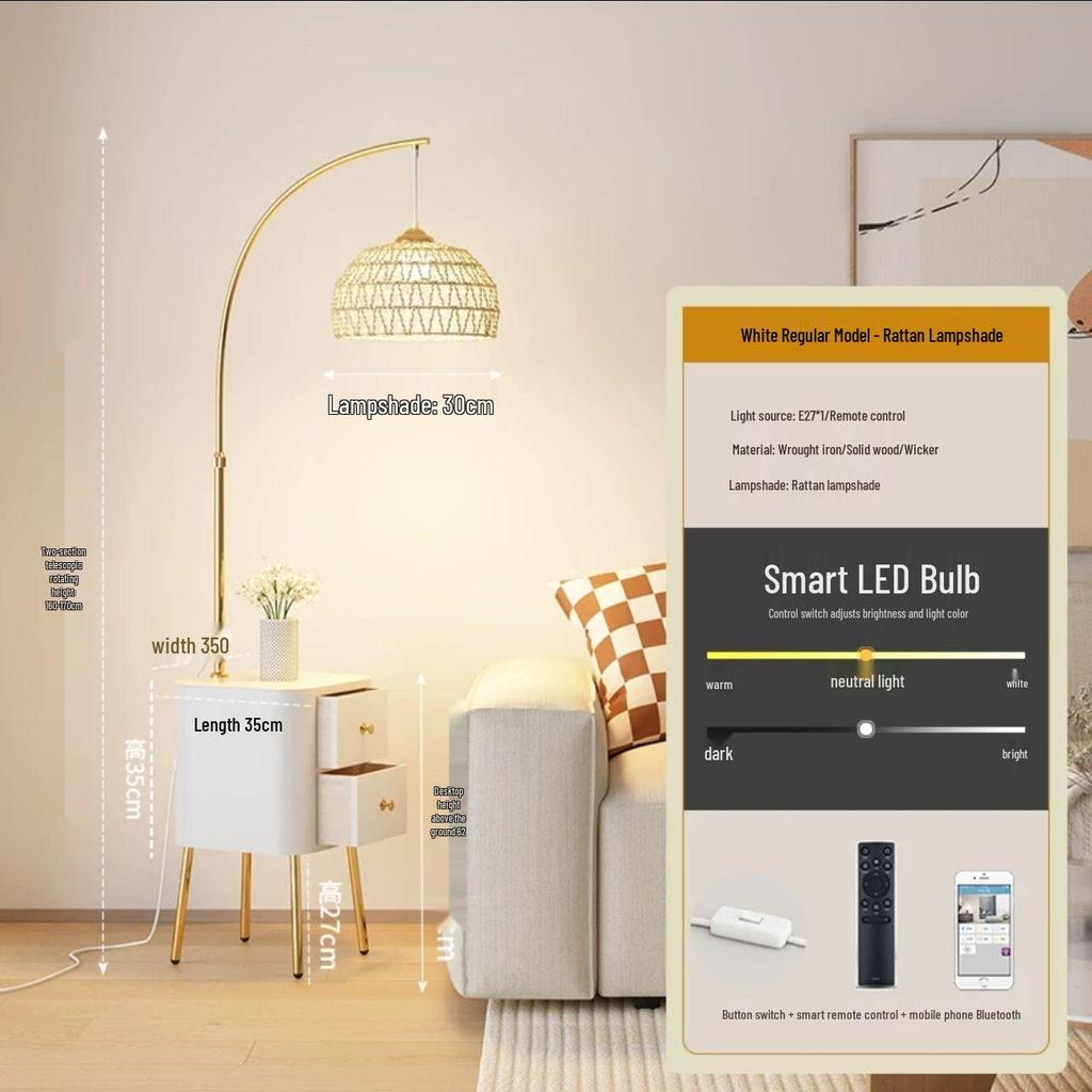 Современный кремовый торшер: Универсальный стиль для спальни, гостиной и прикроватной тумбочки