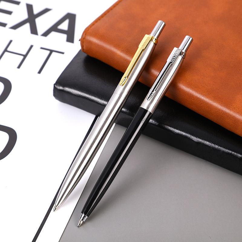 luxury qualitymetal Ballpoint Pen stainless steel color Press signature pen ball point pen Stationery Office Supplies new