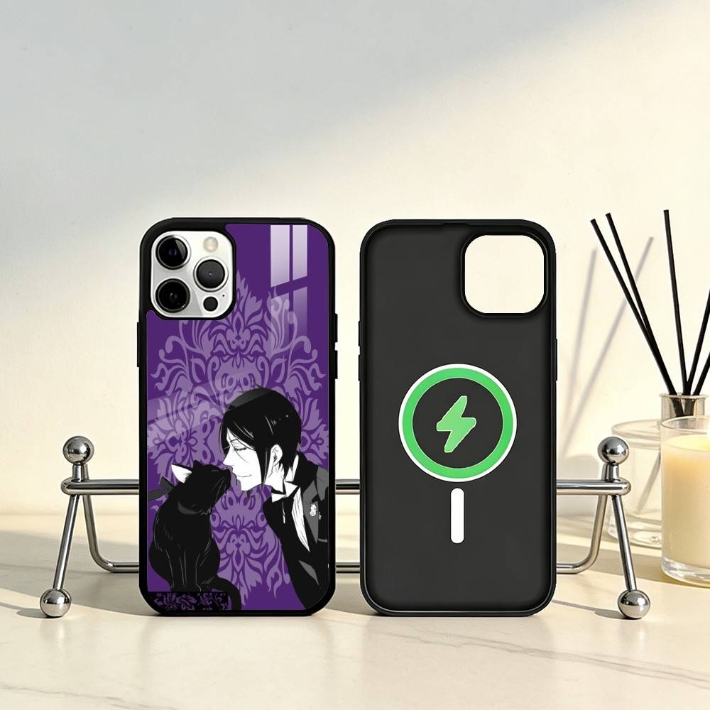 Черный Аниме B-ButlerS Чехол для Телефона Для iPhone17,16,15,14,13,12,11 Plus,Pro Max Магнитный Для Magsafe Беспроводной Зарядки