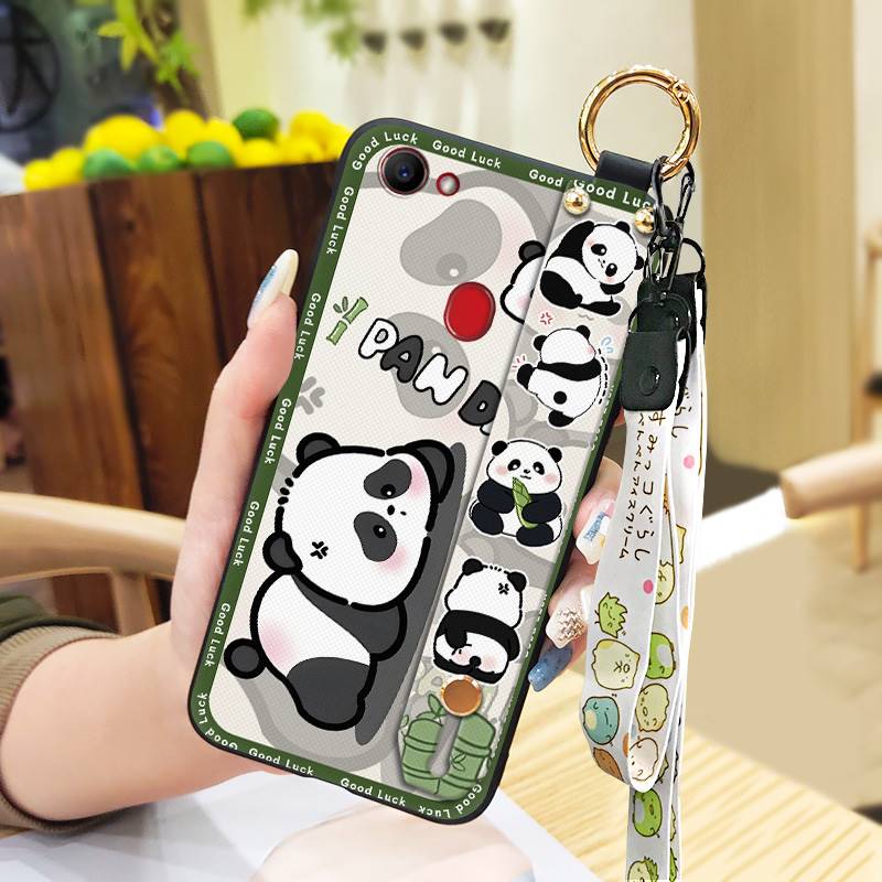 Silicone Soft case Phone Case For OPPO F7 Protective Kickstand Shockproof Phone Holder Panda Cartoon Ring Back Cover