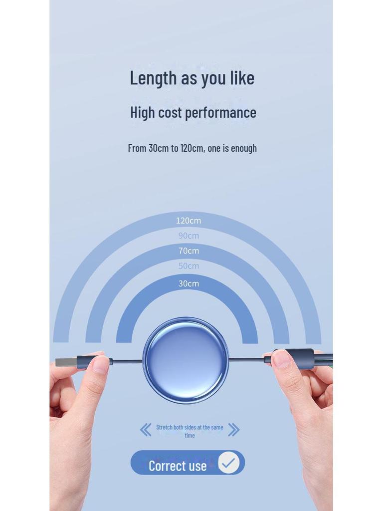 Кабель 3-в-1 с выдвижной конструкцией для быстрой зарядки и настраиваемым хранением, кабель для передачи данных 3A «один к трем»