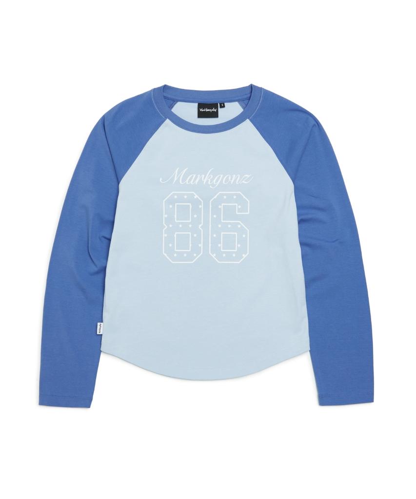 MARK GONZALES Women'S Raglan Long Sleeve T-Shirt - Blue
