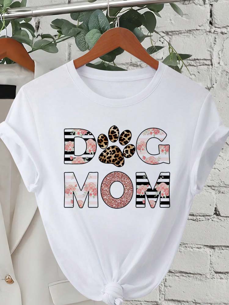 Трендовые женские футболки с принтом «Trend Dog Mama», модные футболки с мультяшным графическим принтом, одежда, женская футболка, короткий рукав, повседневные футболки