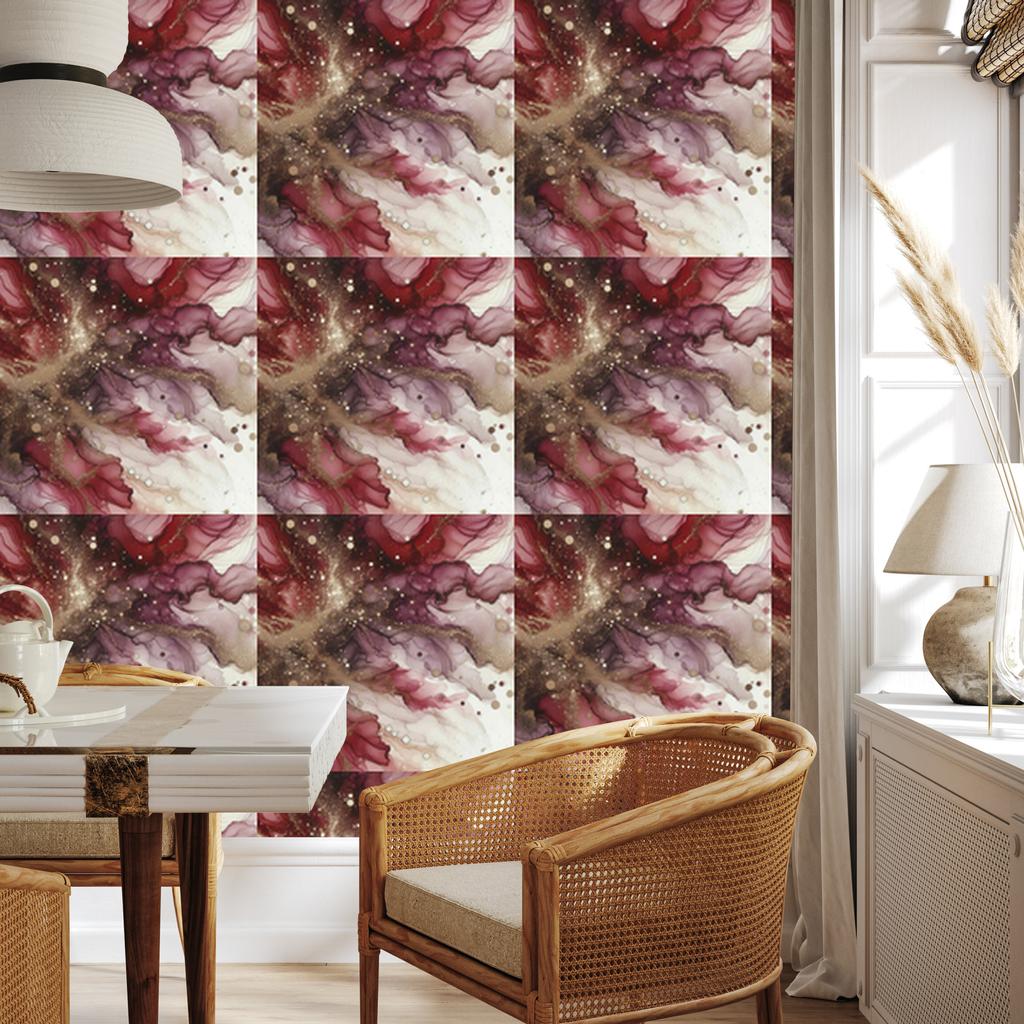 Ink wallpaper red, burgundy, pink and orange 50x1000